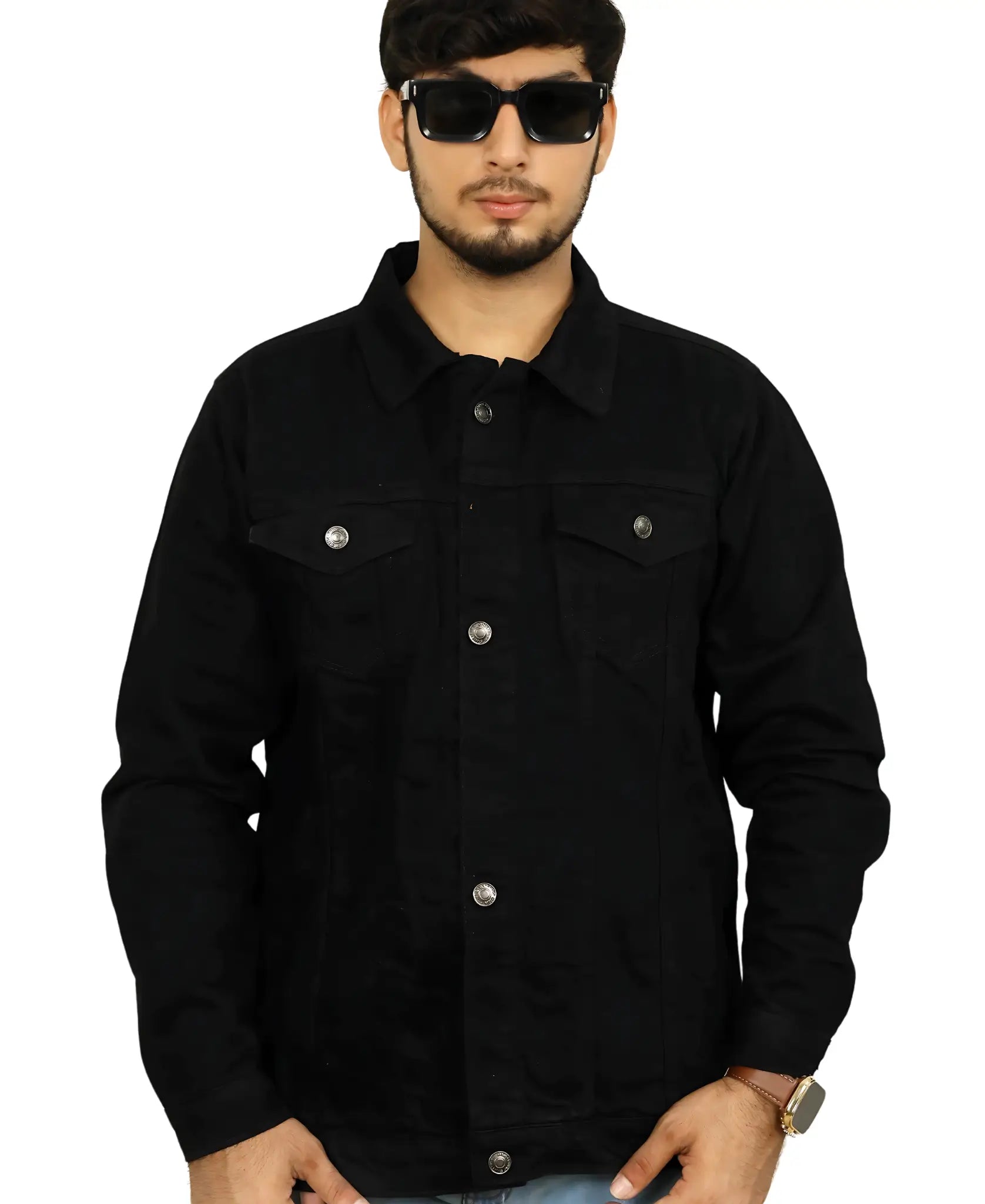 Classic Men's Black Denim Jacket – Stylish & Warm, Perfect for Winter