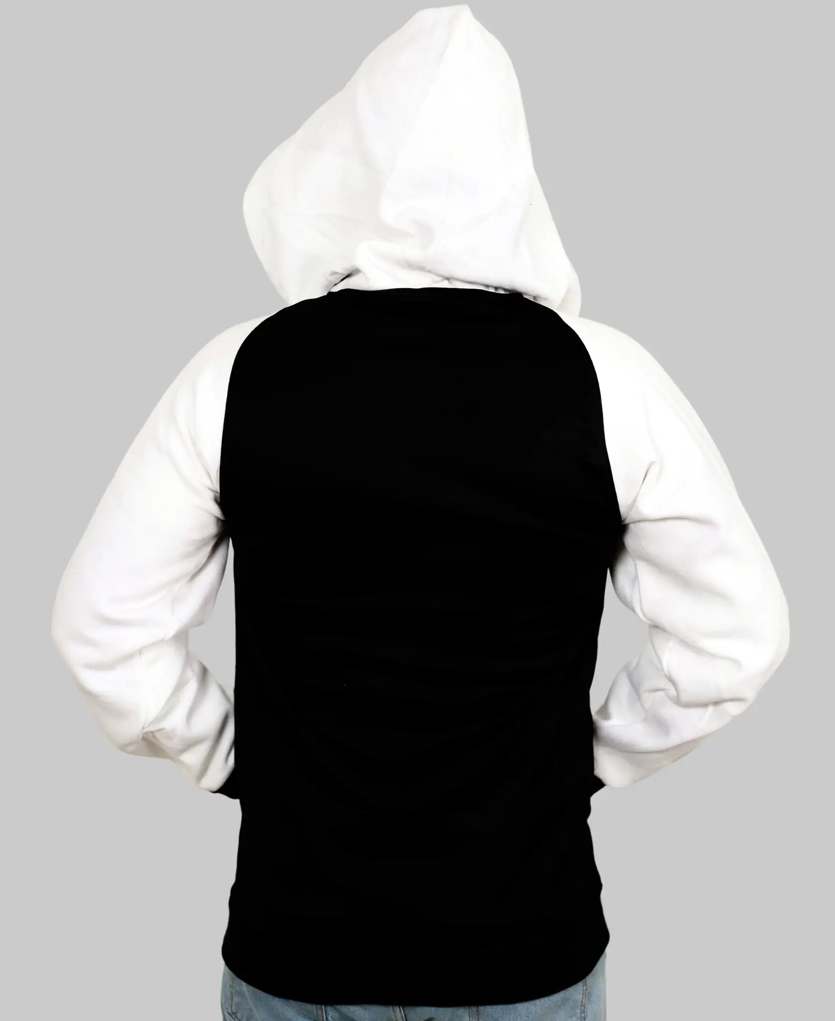 Men’s Black & White Color Block Zip-Up Hoodie